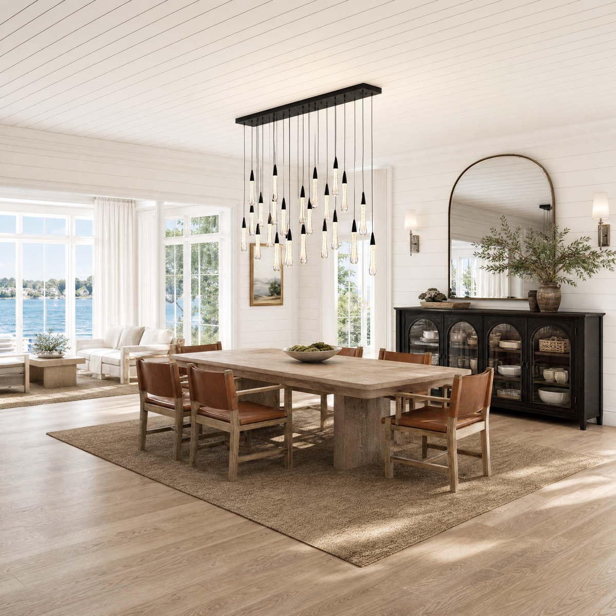 Mini Raindrop 25-Light Linear Dining Pendant 127 - Black
