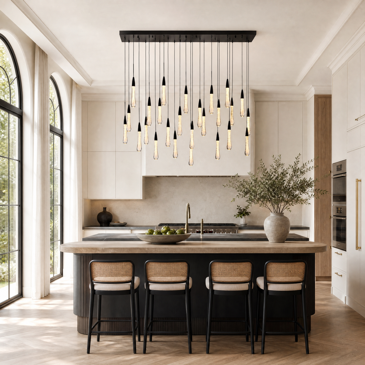 Mini Raindrop 25-Light Linear Dining Pendant 127 - Black