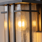 Mission Matte Black Iron Cage Outdoor Wall Lantern with Seeded Glass