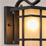 Mission Style Matte Black Iron and Glass Outdoor Wall Lantern
