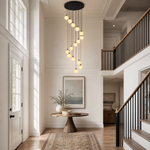 Modern 14-Light Spanish Alabaster Staircase Chandelier