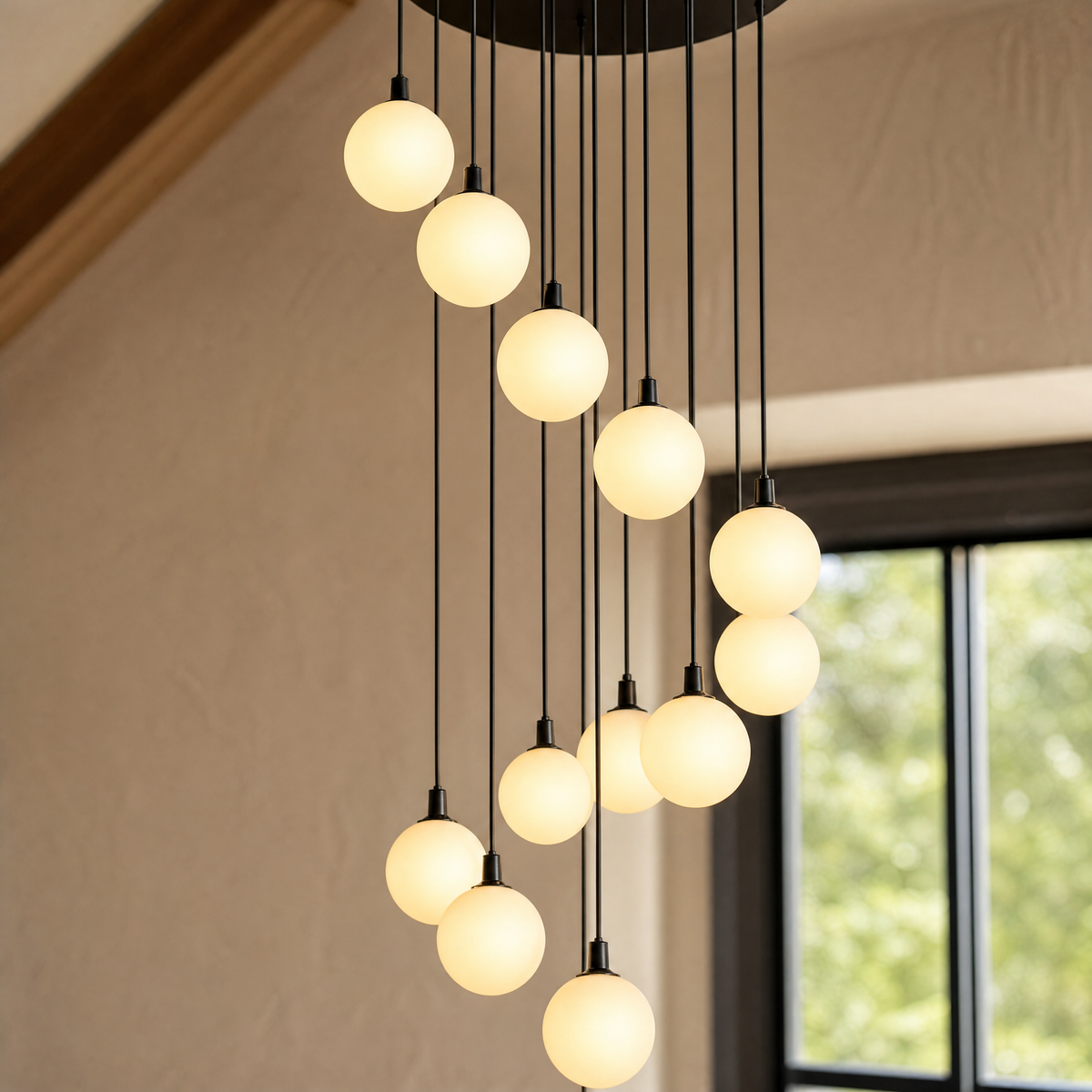 Modern 14-Light Spanish Alabaster Staircase Chandelier