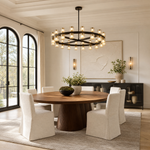 Modern 36" Black Round Wagon Wheel Chandelier