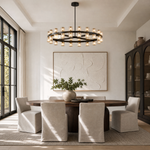 Modern 36" Black Round Wagon Wheel Chandelier