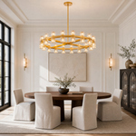 Modern 36" Brass Round K9 Crystal Chandelier