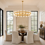 Modern 36" Brass Round K9 Crystal Chandelier