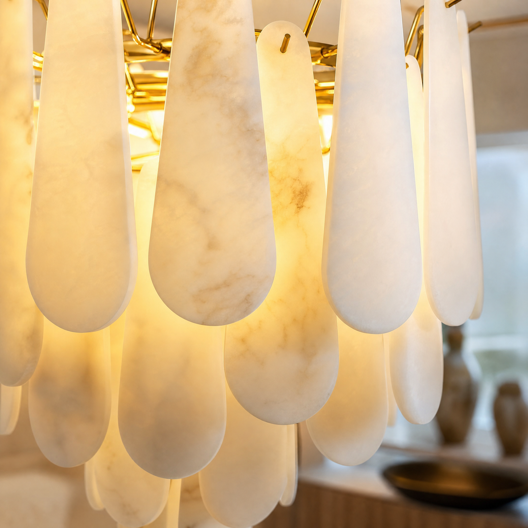 Modern 4-Tier Spanish Alabaster Round Chandelier