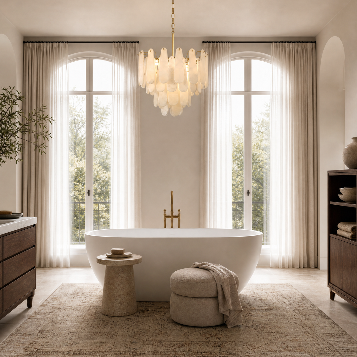 Modern 4-Tier Spanish Alabaster Round Chandelier