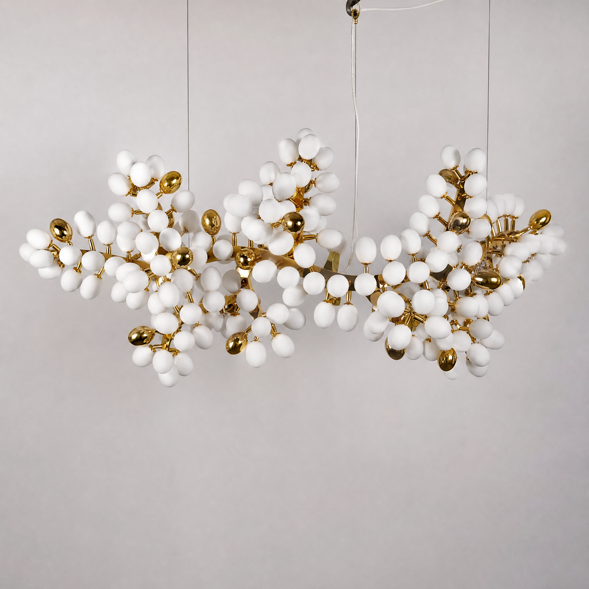 Modern Chandelier Natural Brass Metal Frosted Glass for Dining Room