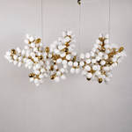 Modern Chandelier Natural Brass Metal Frosted Glass for Dining Room