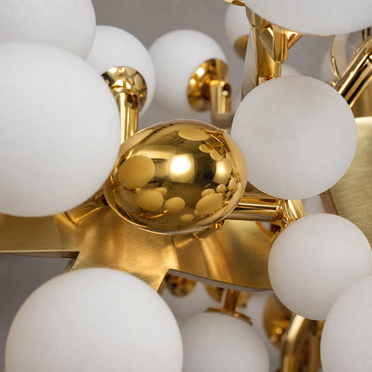 Modern Chandelier Natural Brass Metal Frosted Glass for Dining Room