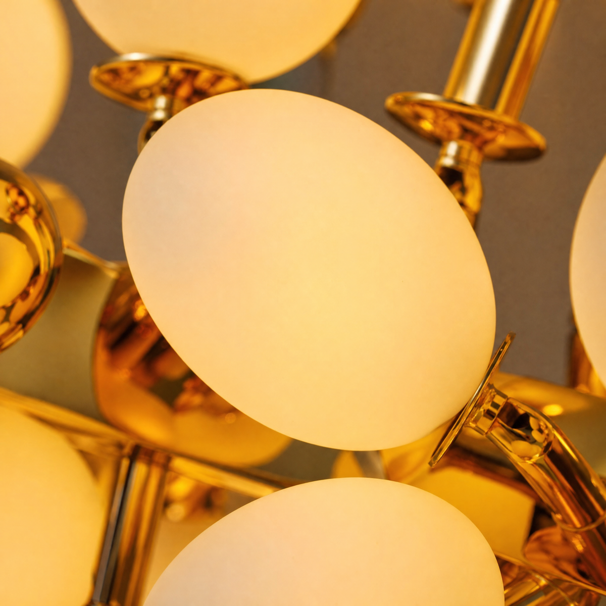 Modern Chandelier Natural Brass Metal Frosted Glass for Dining Room
