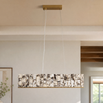 Modern Chandelier Natural Stone Gold L39.4" for Dining Room