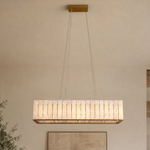 Modern Chandelier Natural Stone Gold L39.4" for Dining Room