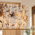 Modern Chandelier Natural Stone Gold L39.4" for Dining Room