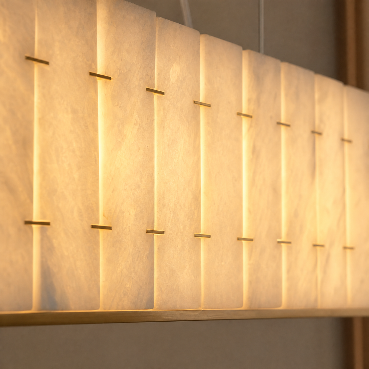 Modern Chandelier Natural Stone Gold L39.4" for Dining Room