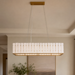 Modern Chandelier Natural Stone Gold L39.4" for Dining Room