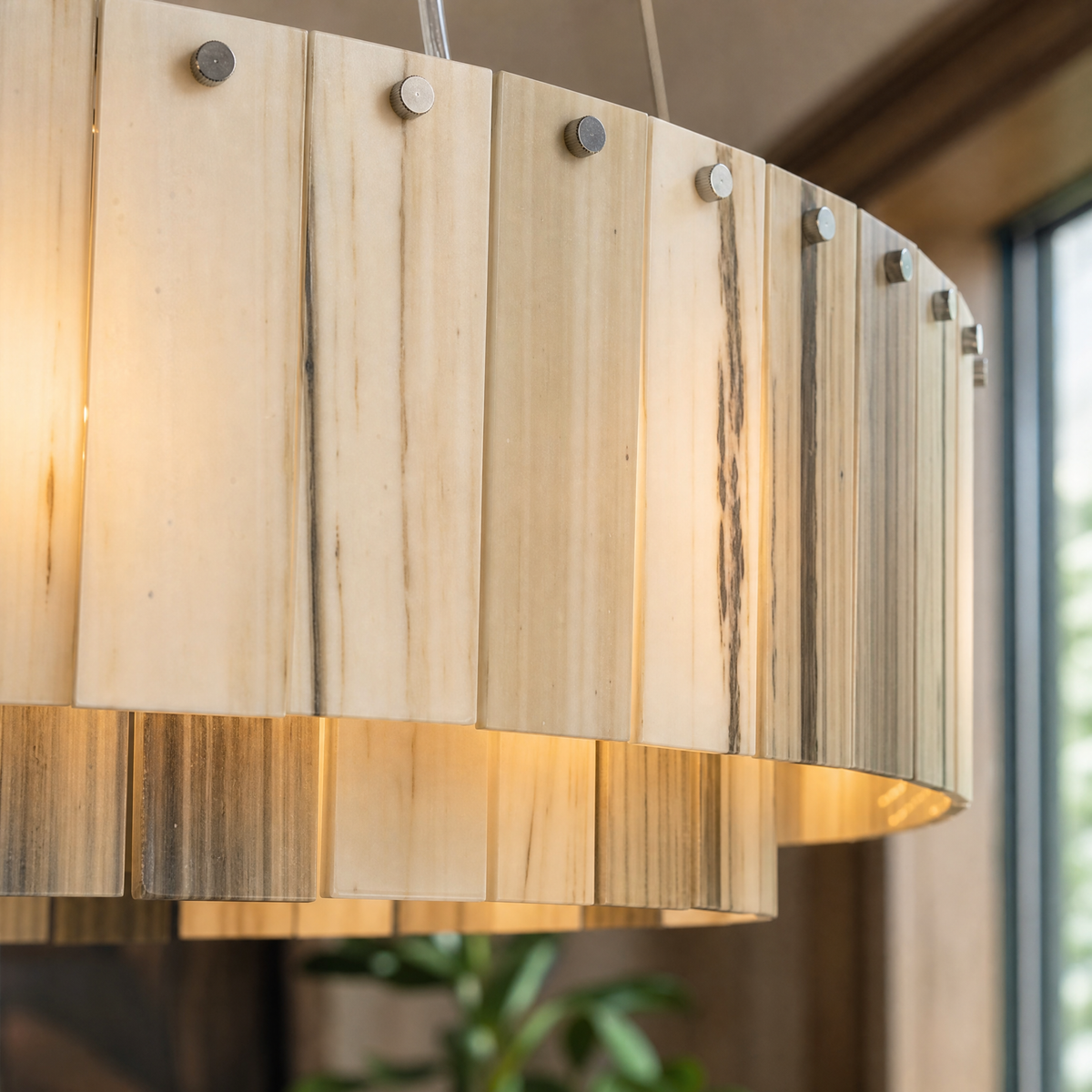 Modern Chandelier Organic Modern Gold Natural Stone Metal 2-Tier for Dining Room