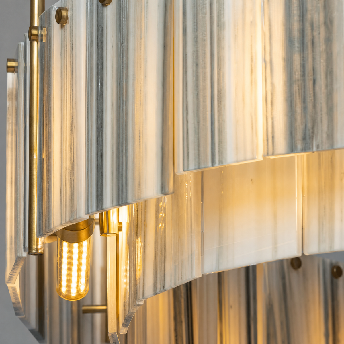 Modern Chandelier Organic Modern Gold Stone-Look Metal 2-Tier for Dining Room