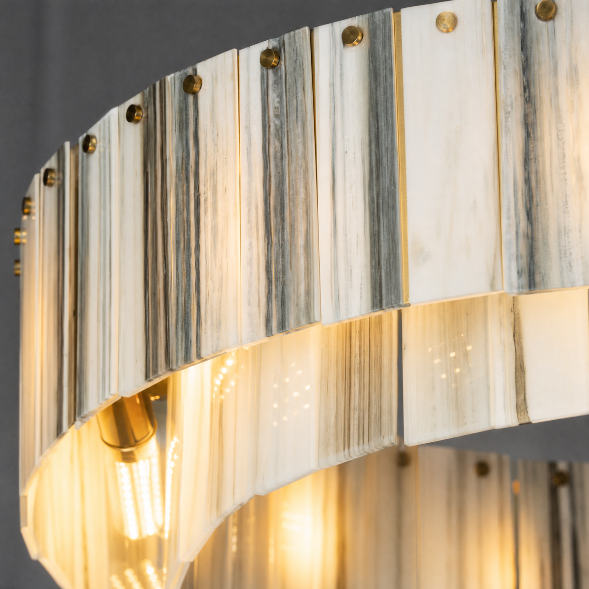 Modern Chandelier Organic Modern Gold Stone-Look Metal 2-Tier for Dining Room