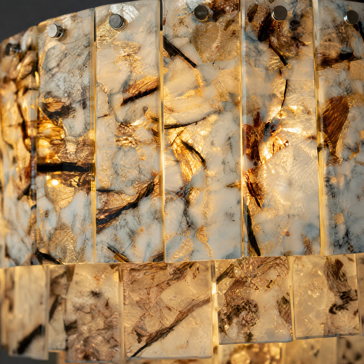 Modern Chandelier Organic Modern Gold Stone-Look Metal 2-Tier for Dining Room