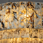 Modern Chandelier Organic Modern Gold Stone-Look Metal 2-Tier for Dining Room