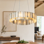 Modern Chandelier Organic Modern Gold Stone-Look Metal 2-Tier for Dining Room