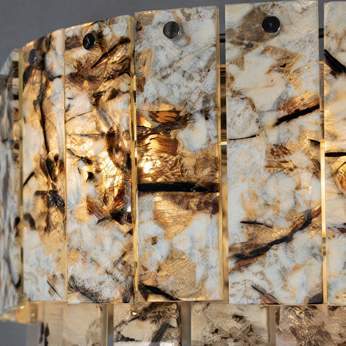 Modern Chandelier Organic Modern Gold Stone-Look Metal 2-Tier for Dining Room