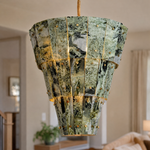 Modern Chandelier Organic Modern Gold Stone-Look Metal Ø23.6" for Dining Room