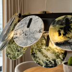 Modern Chandelier Organic Modern Natural Stone Gold Metal Ø23.6" for Dining Room