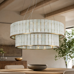 Modern Chandelier Organic Modern Stone-Look Black Metal Ø25.6" for Dining Room