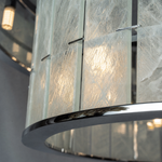 Modern Chandelier Organic Modern Natural Stone Black Metal Ø25.6" for Dining Room