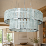 Modern Chandelier Organic Modern Stone-Look Black Metal Ø25.6" for Dining Room