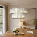 Modern Chandelier Organic Modern Stone-Look Black Metal Ø25.6" for Dining Room