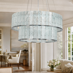 Modern Chandelier Organic Modern Stone-Look Black Metal Ø25.6" for Dining Room