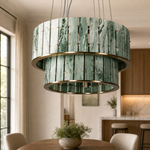 Modern Chandelier Organic Modern Stone-Look Black Metal Ø25.6" for Dining Room