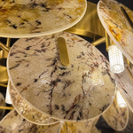 Modern Chandelier Organic Modern Stone-Look Gold Metal Ø23.6" for Dining Room