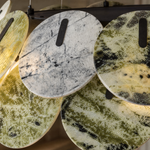 Modern Chandelier Organic Modern Stone-Look Gold Metal Ø23.6" for Dining Room