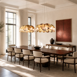 Modern Chandelier Organic Modern Stone-Look Gold Metal Ø23.6" for Dining Room