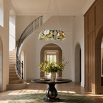 Modern Chandelier Organic Modern Stone-Look Gold Metal Ø23.6" for Dining Room