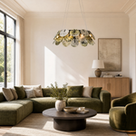Modern Chandelier Organic Modern Stone-Look Gold Metal Ø23.6" for Dining Room