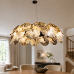 Modern Chandelier Organic Modern Stone-Look Gold Metal Ø23.6" for Dining Room