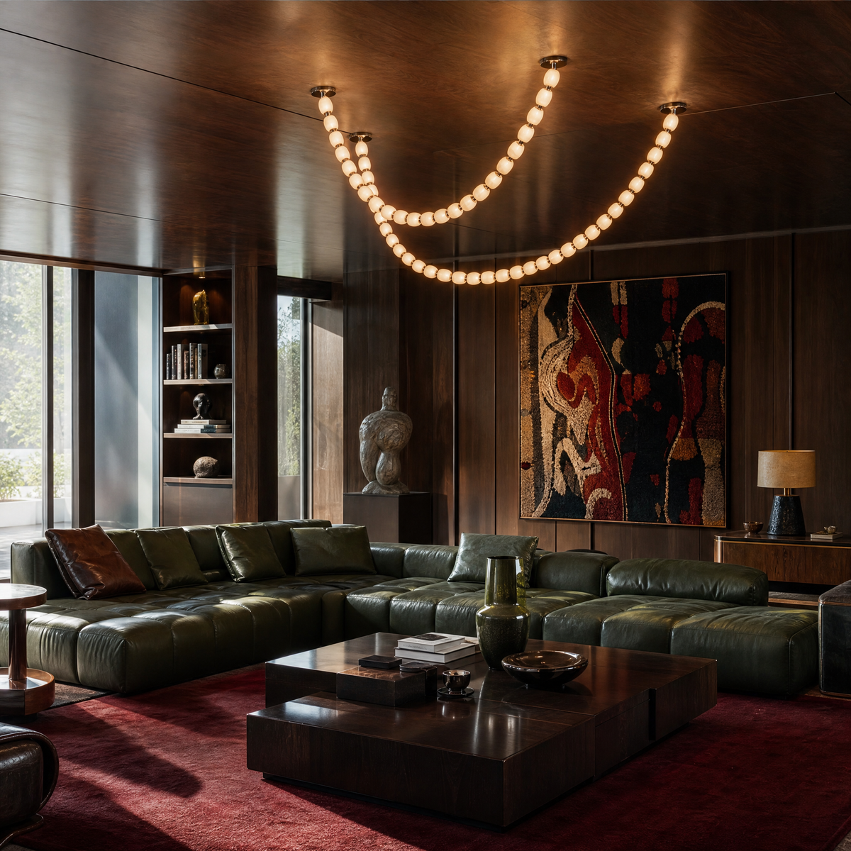 Modern Chandelier Spanish Alabaster Polished Chrome for Living Room