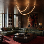 Modern Chandelier Spanish Alabaster Polished Chrome for Living Room