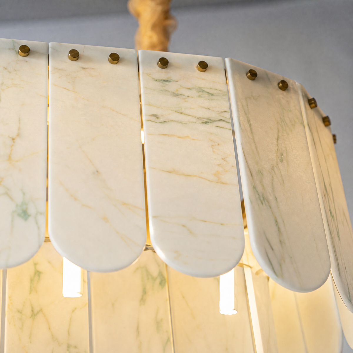 Modern Chandelier Stone-Look Metal L35.4" for Kitchen Dining Room