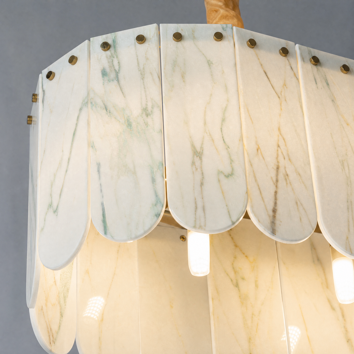 Modern Chandelier Stone-Look Metal L35.4" for Kitchen Dining Room