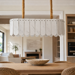 Modern Chandelier Stone-Look Metal L35.4" for Kitchen Dining Room