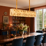 Modern Chandelier Natural Stone Metal L35.4" for Kitchen Dining Room