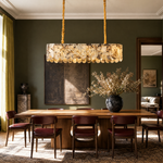 Modern Chandelier Natural Stone Metal L35.4" for Kitchen Dining Room