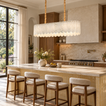Modern Chandelier Natural Stone Metal L35.4" for Kitchen Dining Room